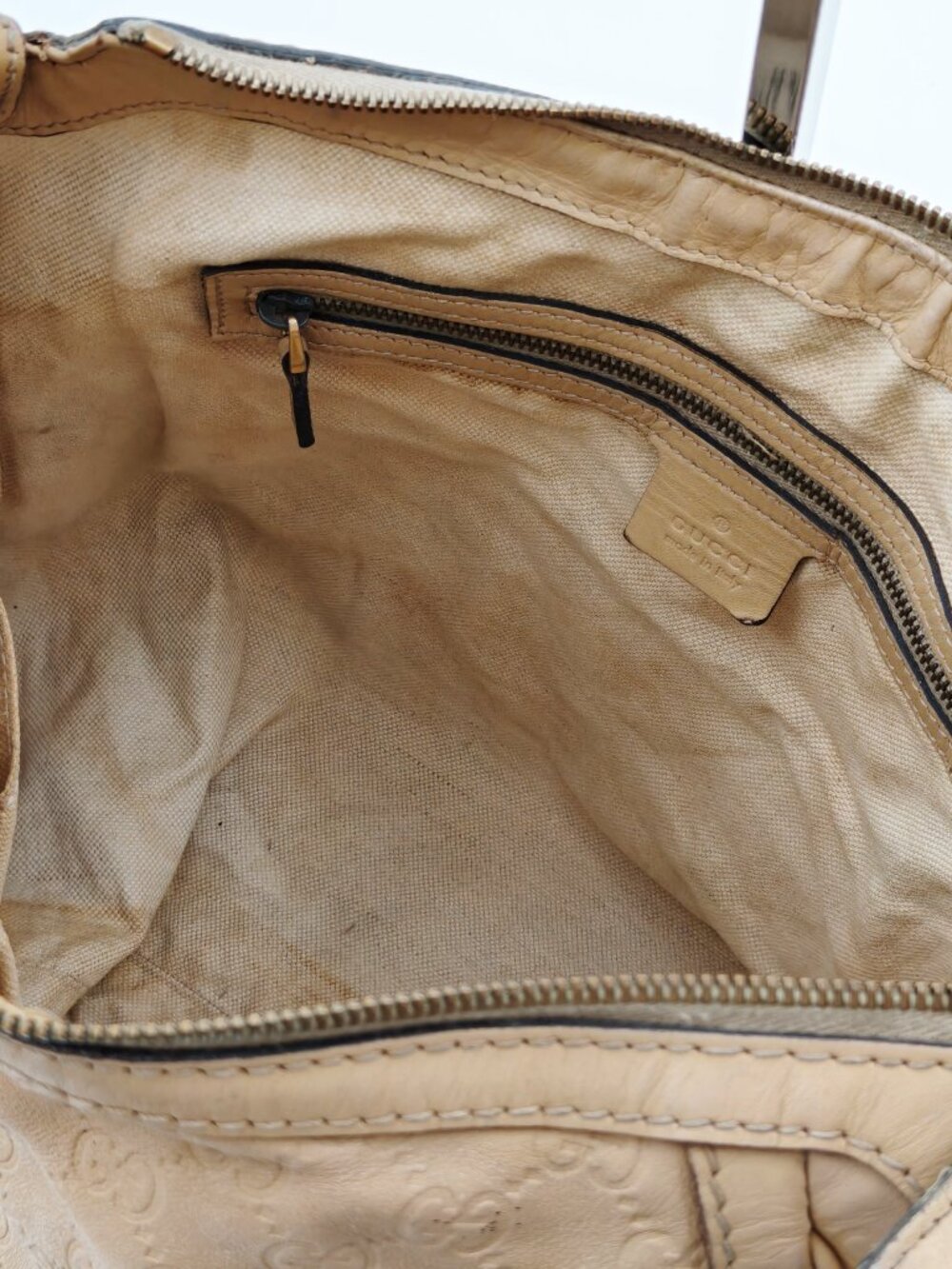 Gucci Guccissima Leather Hobo Shoulder Bag Beige Large Tote 282297 - Picture 10 of 15